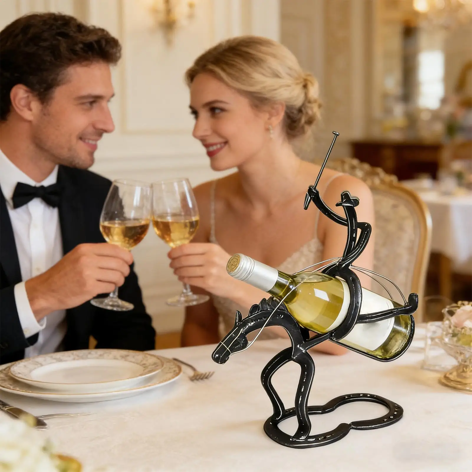 

Забавная подставка для вина из кованого железа, нескользящая, для демонстрации, маленькая винная полка, держатель для бутылок для шкафа, столешницы, полки, стола, дома, кухни