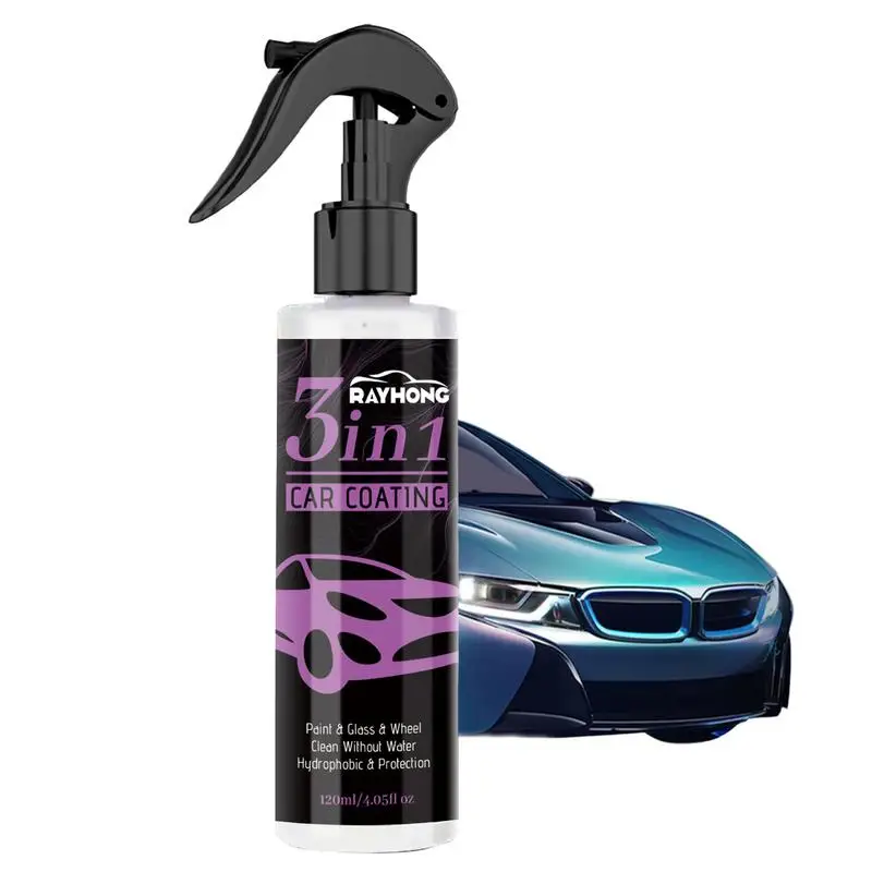 Ceramic Car Paint Spray 120ml 3-in-1 Top Coat Car Polishing Spray Protective Super Hydrophobic Coating Spray Rapid Ceramic Paint