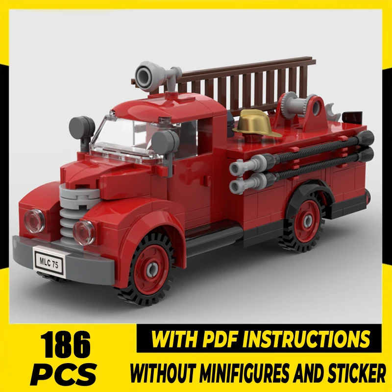 

Fire Fighting Vehicle Moc Building Blocks Modular 1940's Firetruck Bricks Model DIY Assembly Construction Toy Holiday Set Gifts