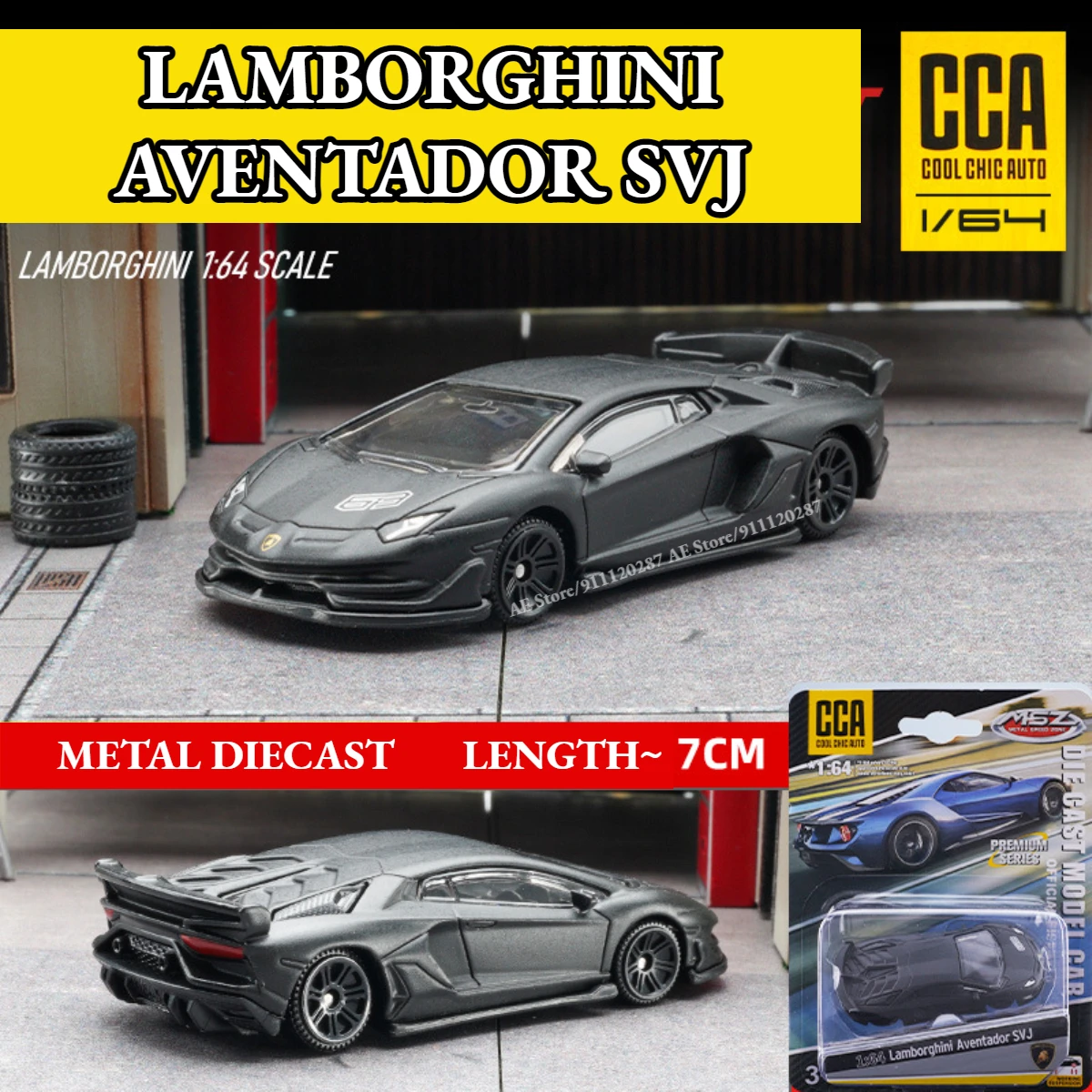 1/64 LAMBORGHINI AVENTADOR SVJ Mini Car Model Metal Replica Scale Miniature Art Diecast Vehicle Ornament Gift Toy for Kid Boy