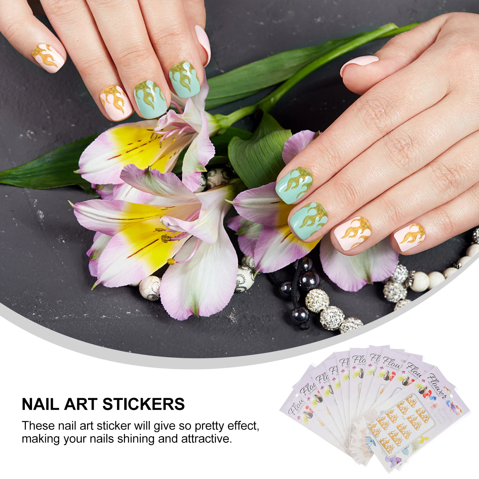 

10 Sheets Nail Art Stickers Halloween Decor Manicure Decals Gothic Self-adhesive Transfer Paper Creative Themed