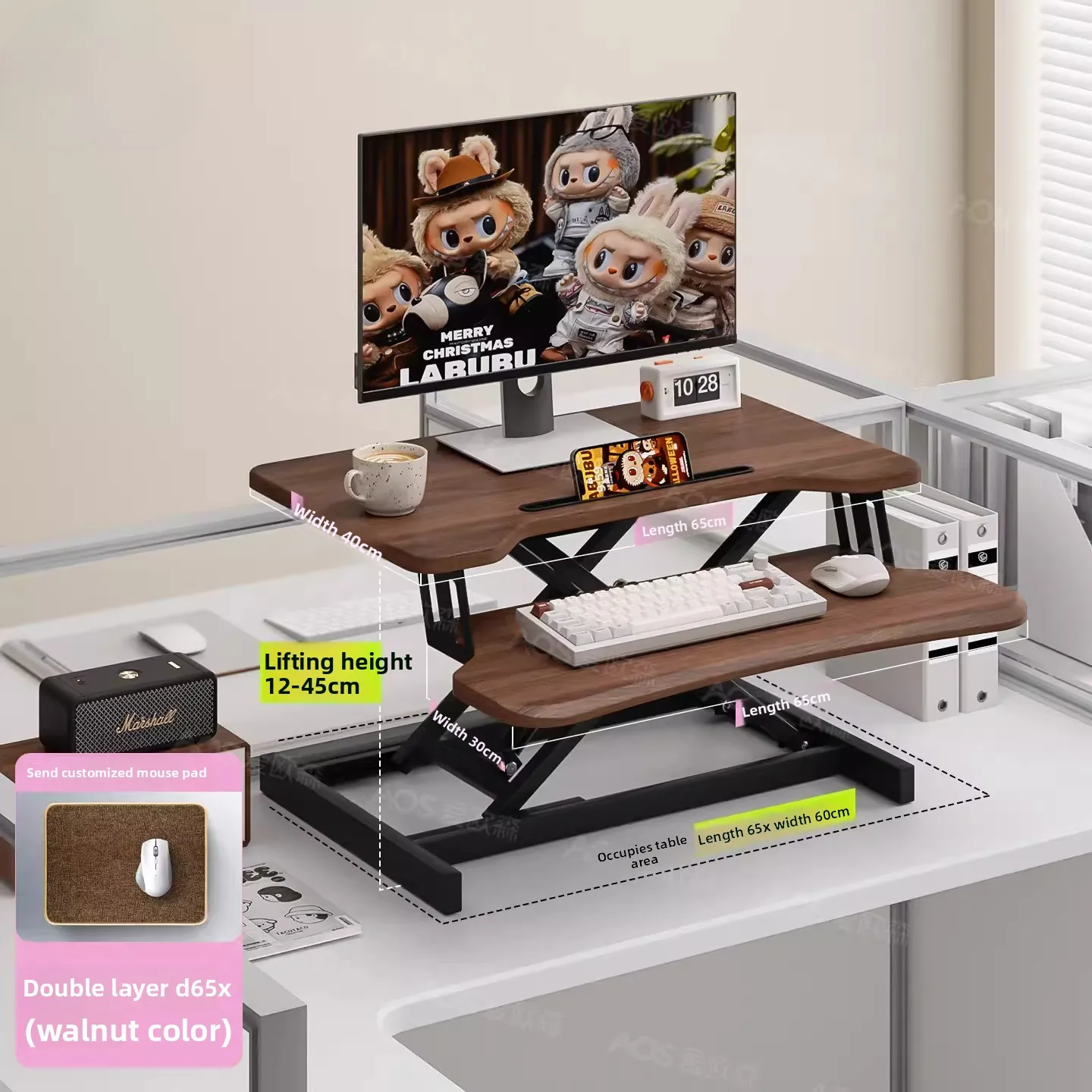 

Adjustable Standing Desk Converter Riser for Laptop Monitor Ergonomic Office Workstation