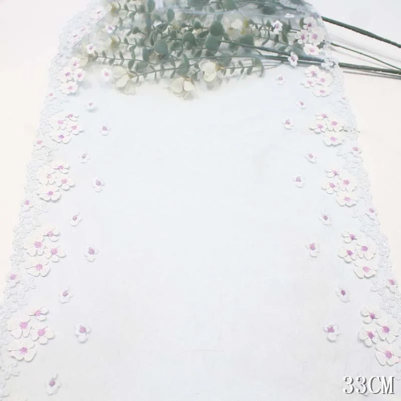 

25Yds Polyester Blue Mesh Embroidery Encaje Lace Trim White Purple 3d Flower Lace for Women Lingerie Dress Baby Clothes Sewing