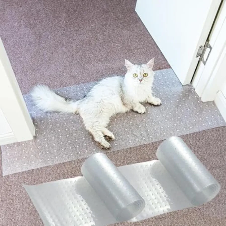 Cat Scratch Carpet Protector Mat - 3 Pack Plastic Floor Protector for Pets - 3.6FT Universal Anti-Scratch Door Mat Under Furnit