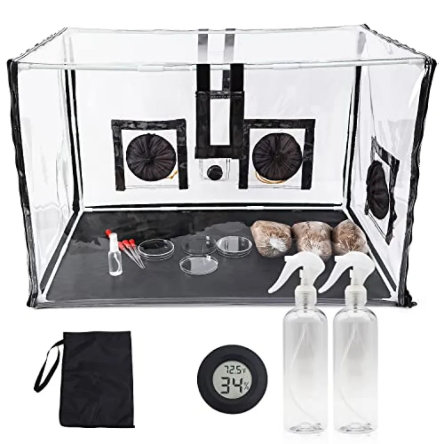

Large Still Air Box Mushroom Mycology Fume Hood Propagation Station with 31.5 20.5 20.5inch Grow Kit Mushroom Grow Bags for Spo