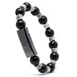 Fashion bead universal USB C-type bracelet data charger for both men and women, suitable for iPhone, Samsung, Huawei