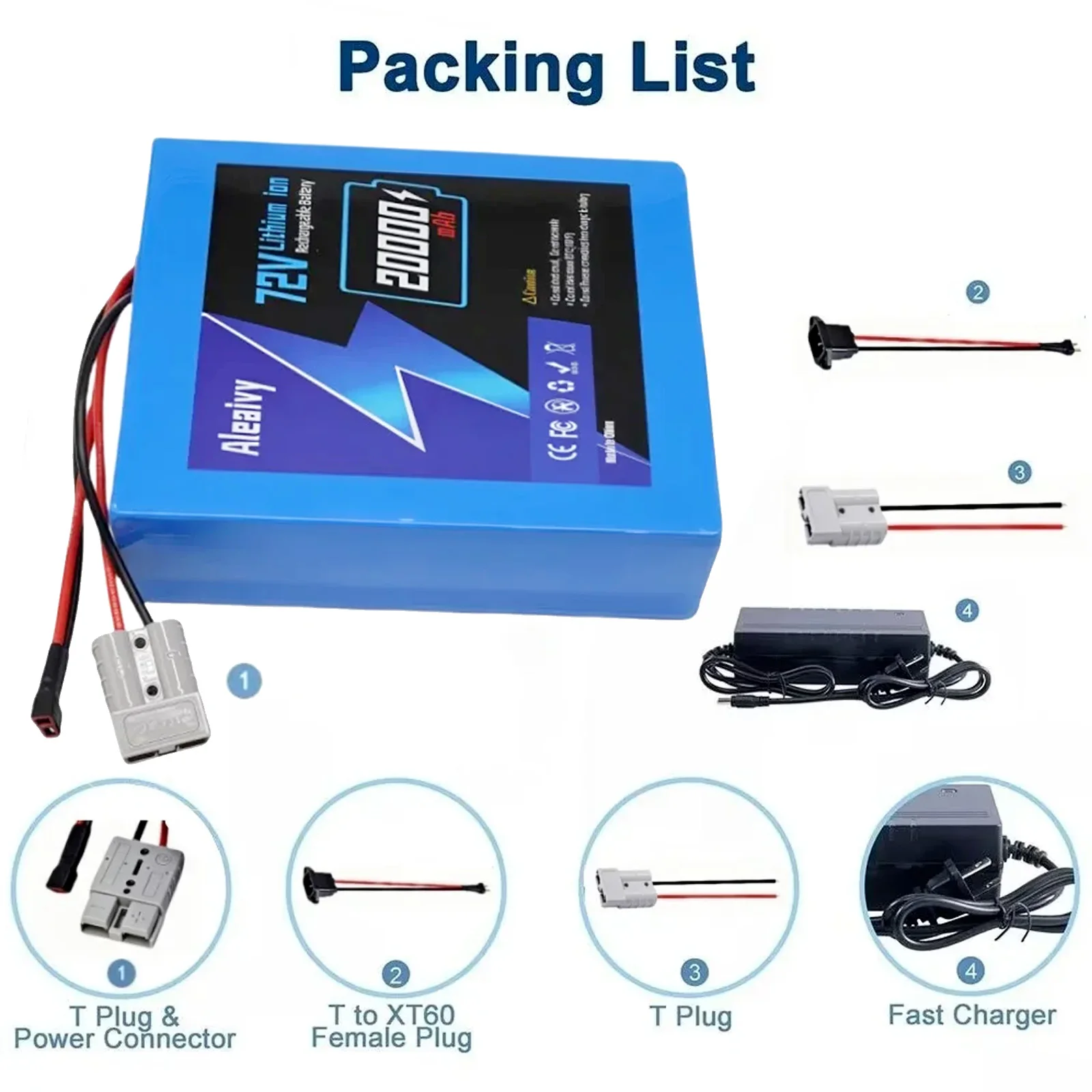 Ale aand 72V 20Ah литиевый аккумулятор для электрического велосипеда 20000 мАч литий-ионный аккумулятор для электровелосипеда для велосипеда, скутера, мотоцикла с зарядным устройством