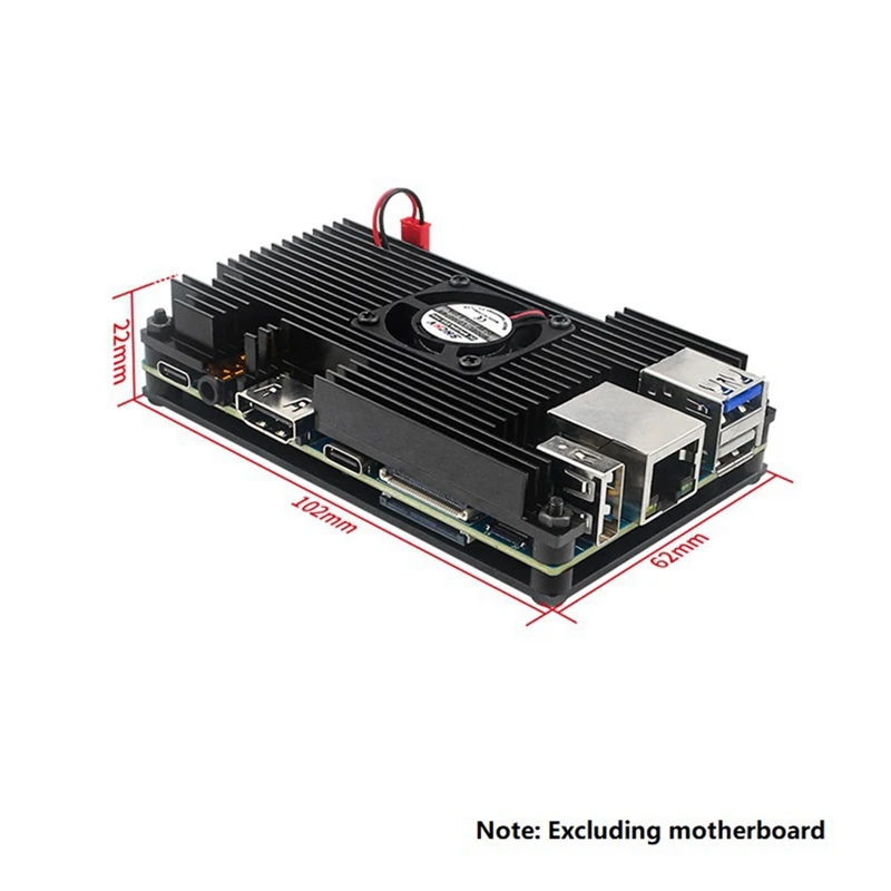 ABDJ-For Orange Pi 5 / 5B حافظة من سبائك الألومنيوم غلاف تبريد معدني نشط وسلبي مع حماية من أحواض حرارة المروحة