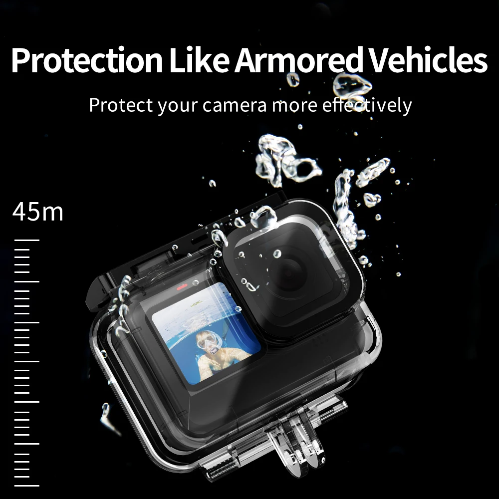 TELESIN 60M Waterproof Housing Case for Gopro Hero 13 12 11 10 9 Diving Protective Underwater Cover Lens Filter Buoyancy Rod Set