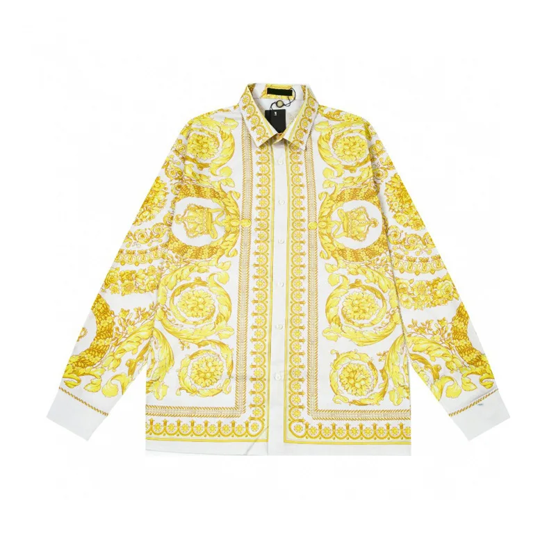 

Designer Style Fashion Youth Large Size Trendy Brand Vacation Casual Men's Loose Court Printing Popular Color Long Sleeve Shirt