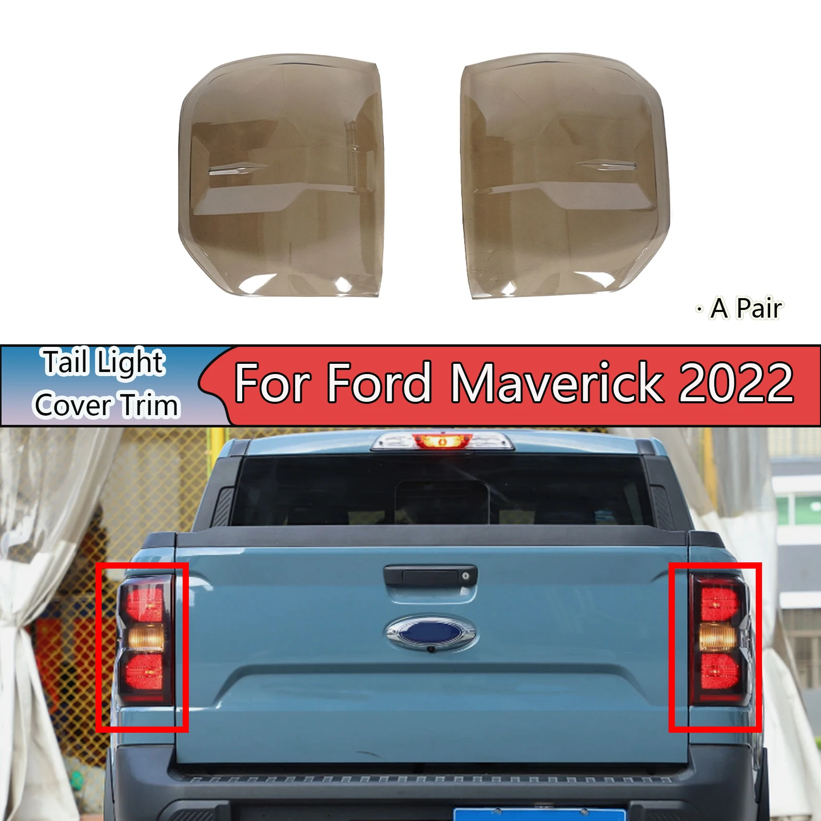 A Tail Light Cover Trim For Ford Maverick 2022 Accessories Body Kit Cars Black Decorative ABS Plastic Smoked Blacken Exterior