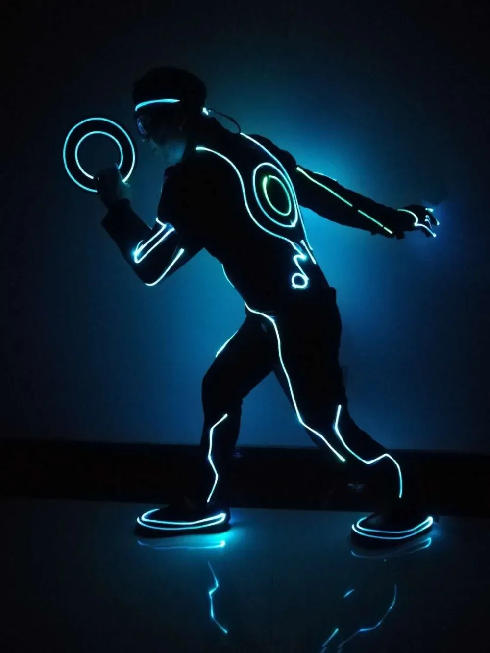 LED Tron Robot Suit Light Up Dance Costumes Luminous Clothing Glowing Dancer Stage Performance Gogo Party Christmas Holiday Sets