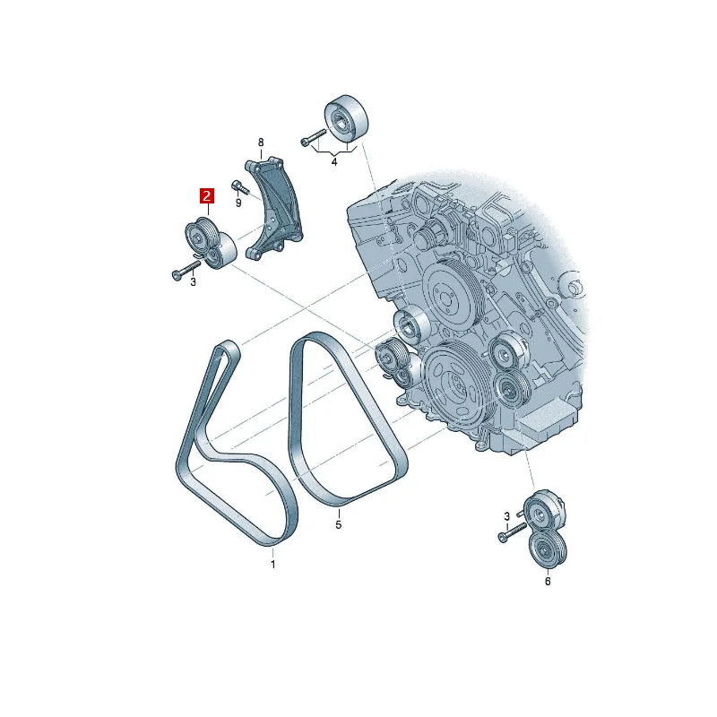 Q7 Touareg Generator belt tensioner, belt tensioning buffer  06E903133AB 06E903133M 06E903133AC 06E903133AA