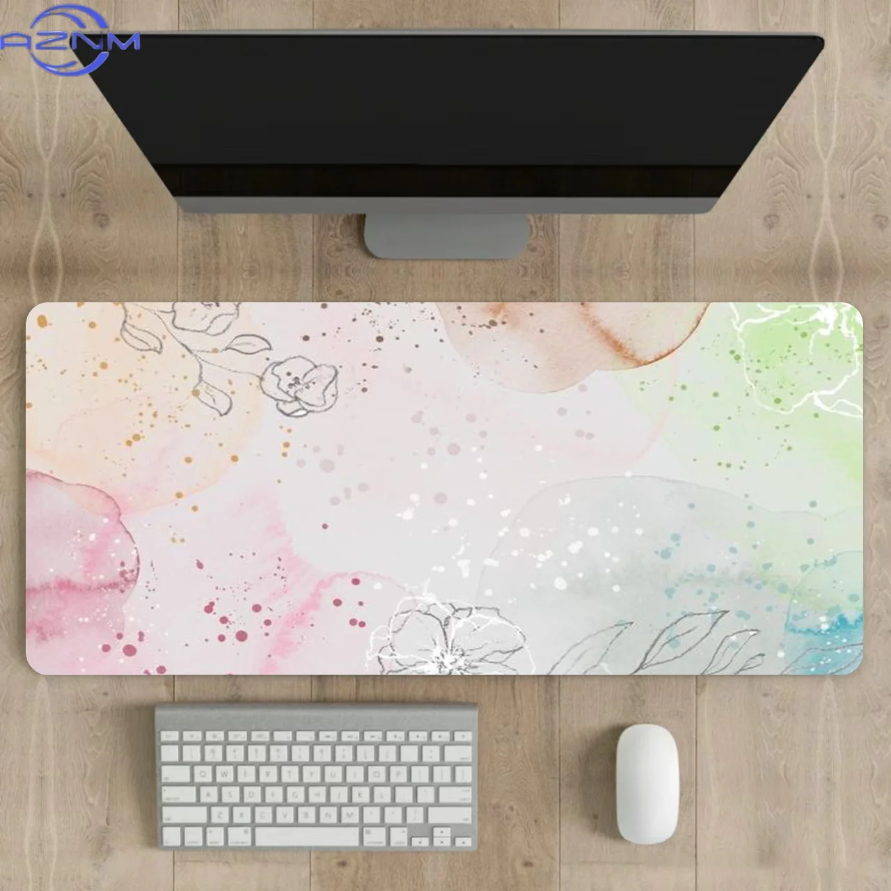 Large Gaming Mouse Pad Watercolor Floral and Abstract Splash Desktop Mat Office Mouse Mat  Laptop Accessories Play Mat