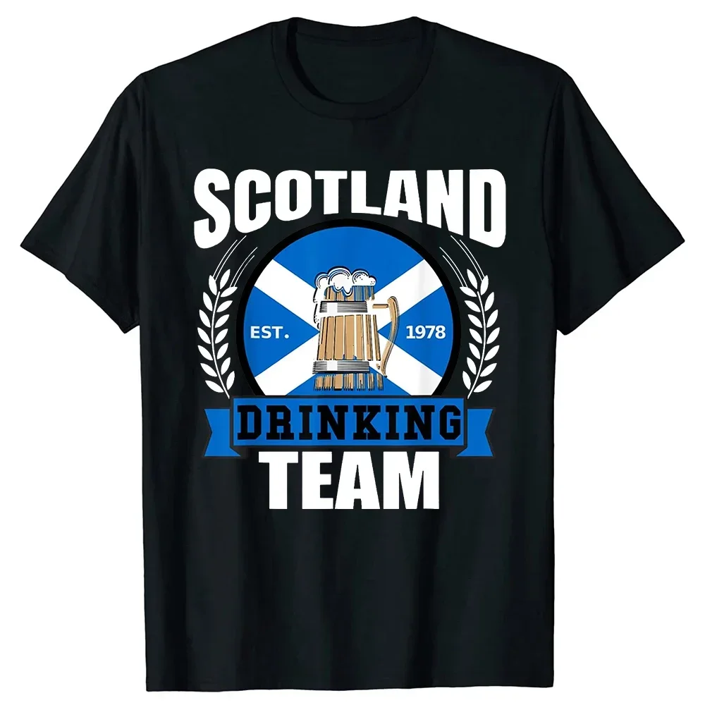 

Casual T Shirts Cotton Tops & Tees for Men Normal Short Sleeve Scotland Drinking Team Funny Scottish Flag Beer T-Shirt harajuku