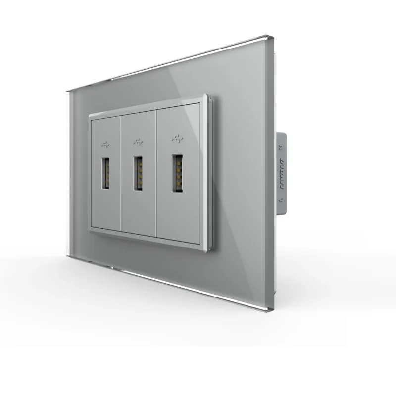 Livolo C9 US AU Standard 3 USB Charge Power Socket Plug، Pearl Crystal Glass Panel Outlet، VL-C9C3USB-11