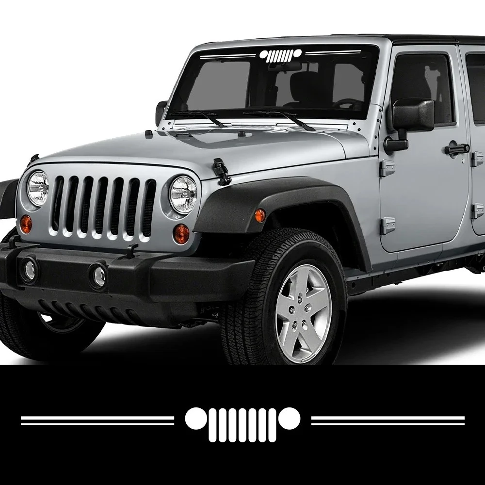 Grill Pattern Car Vinyl Decal Car Front Windshield Windscreen DIY Decoration Sticker For Jeep Wrangler JK JL Gladiator Renegade - view 2