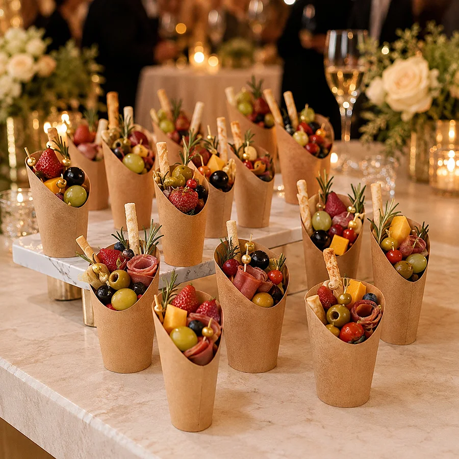 10/30/50pcs French Slanted Paper Cups, Disposable Snack/Treat Cups, Stackable Party Picnic Office Event Supplies