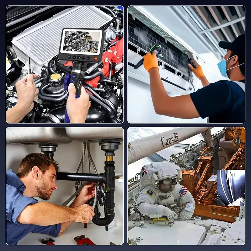 Cámara endoscópica profesional de 6,4 mm con boroscopio articulado de dirección de 4,3 pulgadas y 360 grados