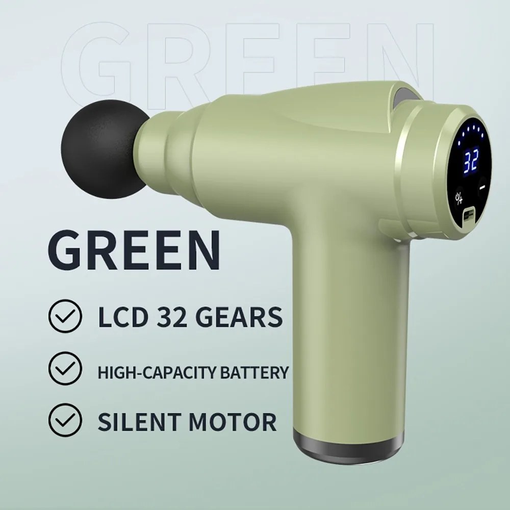 

32 режима, фасциальный массажер, шумоподавление, 4 головки, фасциальный аппарат для расслабления мышц, ЖК-дисплей, массажер для тела, релаксация тела