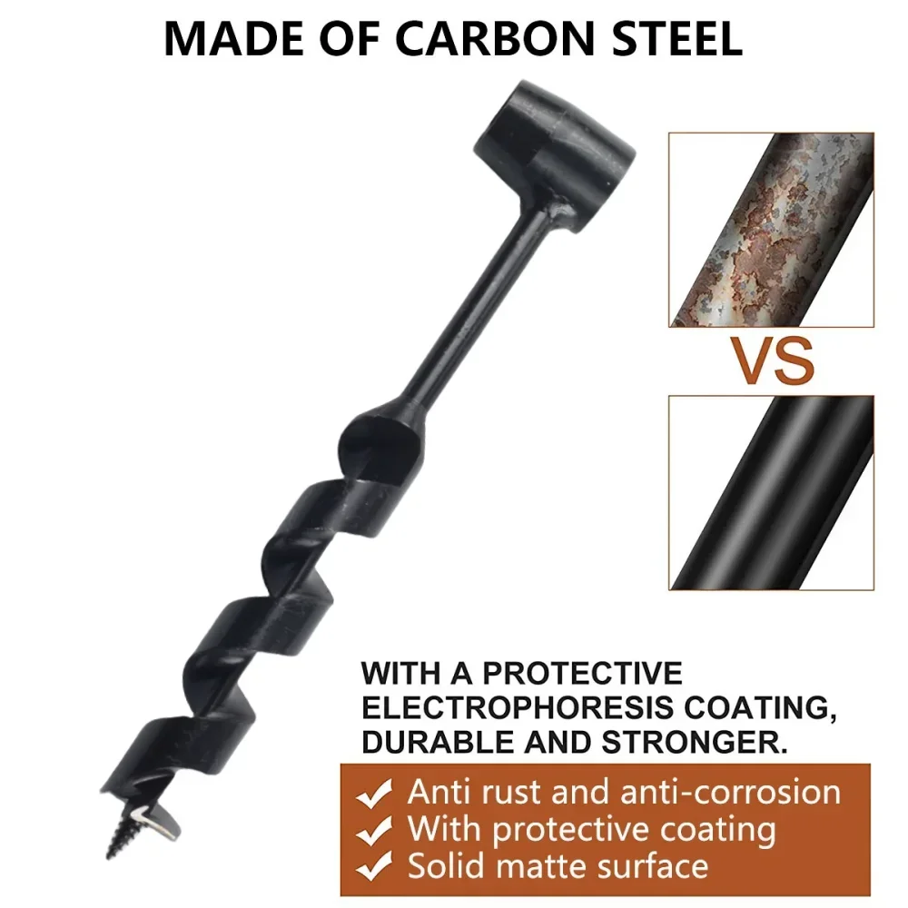 1PcsBushcraft Hand Drill Carbon Steel Manual Auger Drill Portable Manual Survival Drill Bit Self-Tapping Survival Wood PunchTool