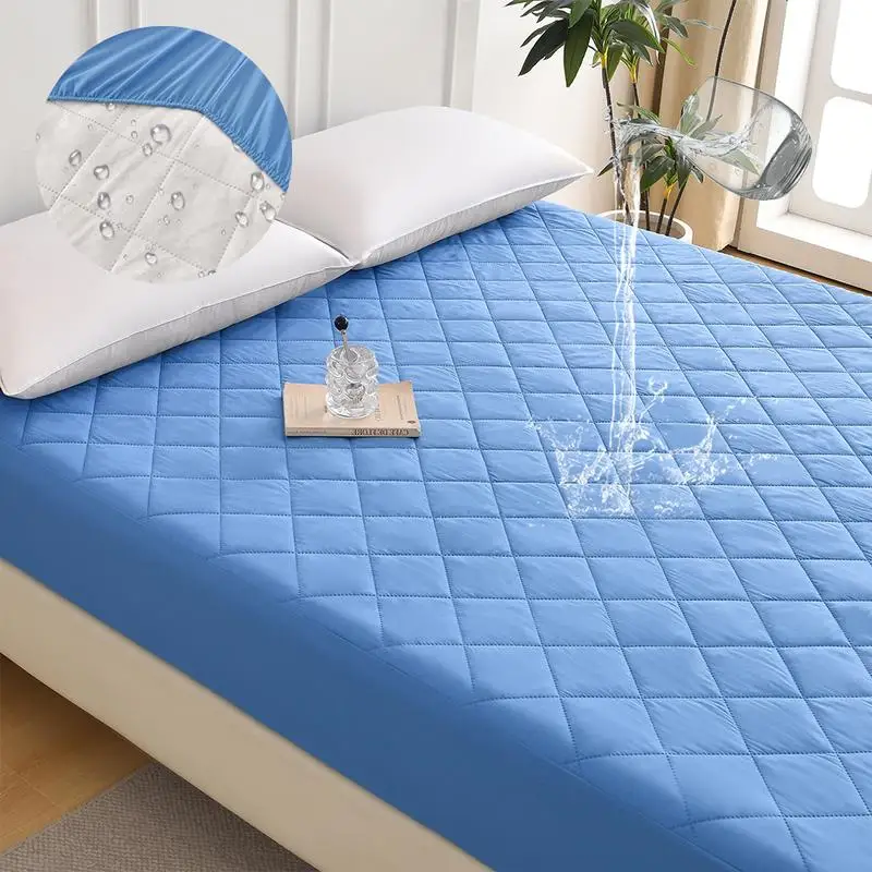 

Ultrasonic Waterproof Mattress Protector, Light Blue, Size F, Diamond Grid Design, Comfortable & Durable, Perfect for Home or