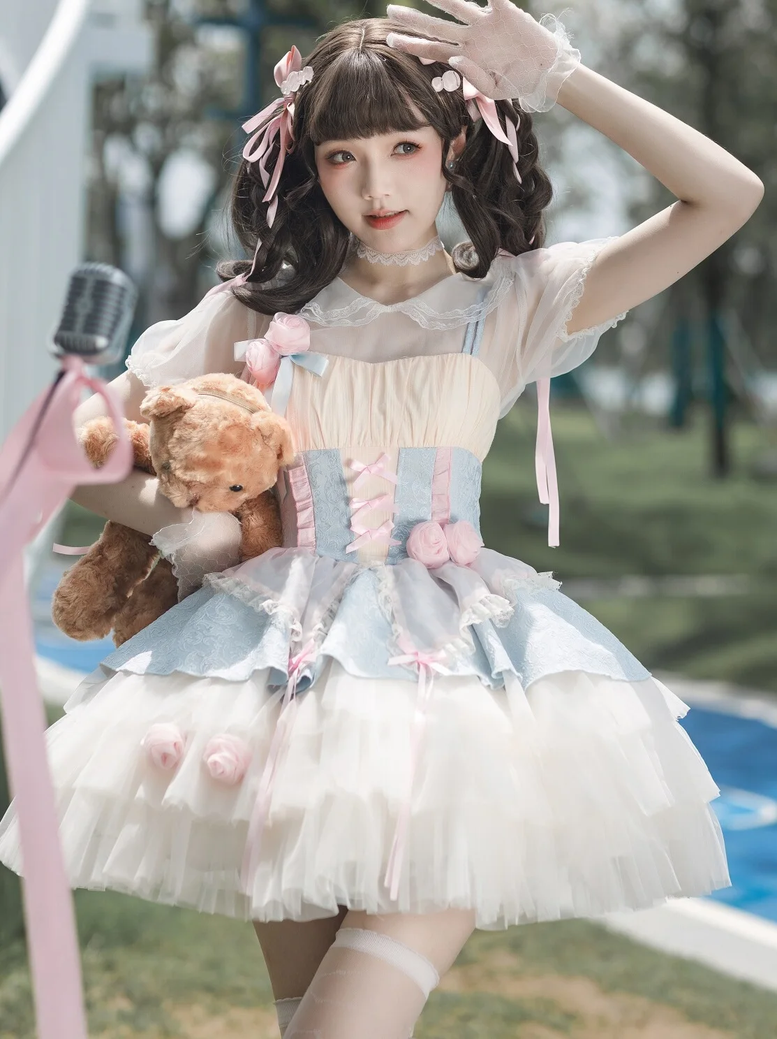 Original Lolita JSK Daily Cute Girl Short Dress Female 2024 Summer New Fashion Doll High Waist Slim Short Elegant Y2k Dress