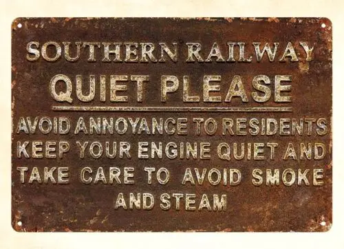 outdoor wall art living room Southern Railway QUIET PLEASE metal tin sign