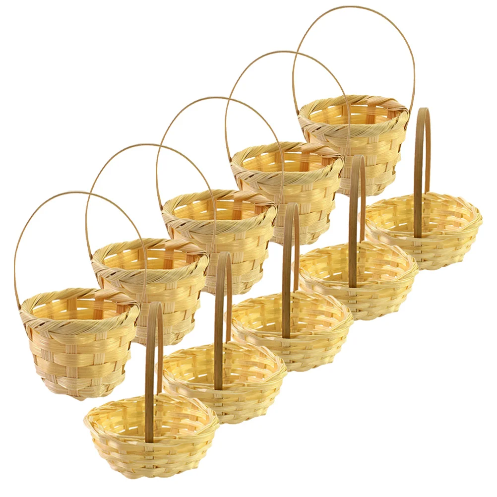 

10pcs Mini Woven Baskets Small Basket with Handle Tiny Candy Basket Flower Basket tiny basket with handle