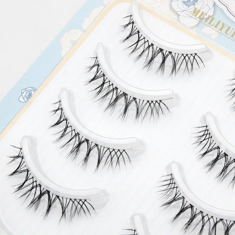 Meiliyue 007 Japanese Sunflower Sharpened False Eyelashes Natural Cross Transparent Stem Whole One Piece Eyelashes