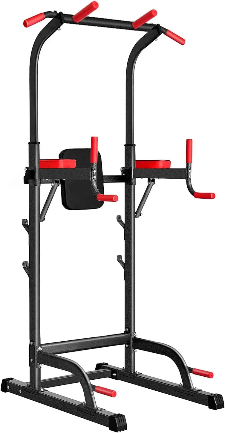 Tower Dip Station, Pull Up Bar Station & Multi-Function Gym Equipment For Home Strength Training Adujustable Height Up to 85.5