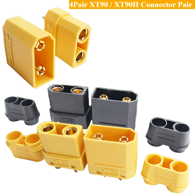 AliExpress NONE 4Pair XT90 / XT90H Connector Pair 90A Anti-Spark Yellow & Black Plug with Solder Cups for E-Bike Scooter Drone Battery