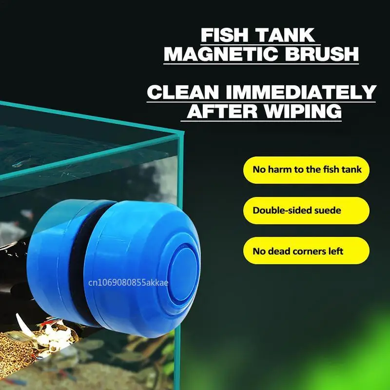 Fish Tank Brush Magnet Aquarium Mini Magnetic Glass Cleaner Mini Scrubber Tool Double Sided Algae Moss Removal Tools