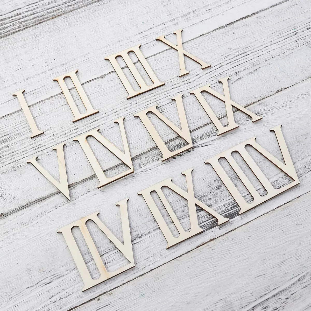 

24 Pcs Wooden Roman Numerals Slices Smooth Blank DIY Craft Plaque Decorations Unfinished Wood Pieces Projects Home Art Sewing