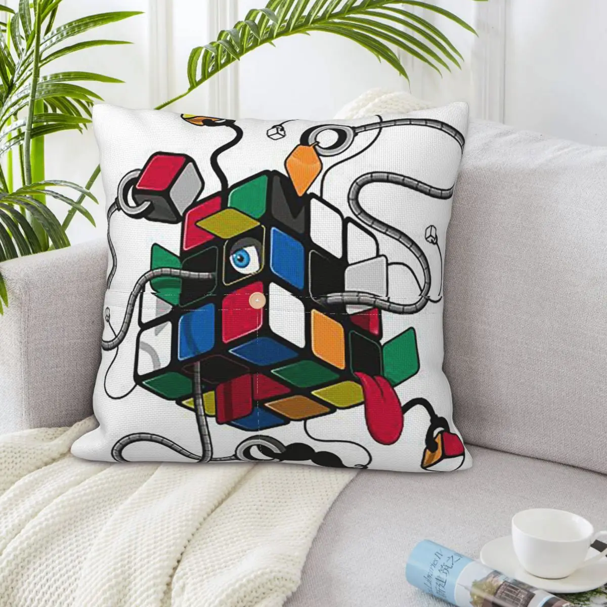 Наволочка-квадрат Rubix Rubiks Rubics из льна и полиэстера для декора дома и спальни, декоративная подушка для дивана