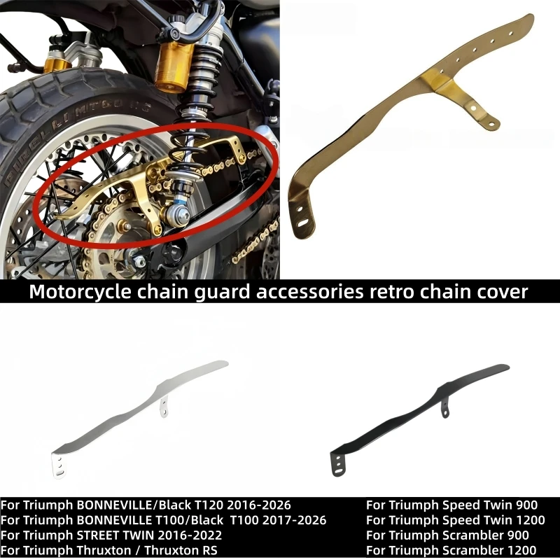 Motorcycle chain guard accessories retro chain cover For Triumph BONNEVILLE T 120 T 100  2016-2026 Speed Twin Scrambler 900 1200