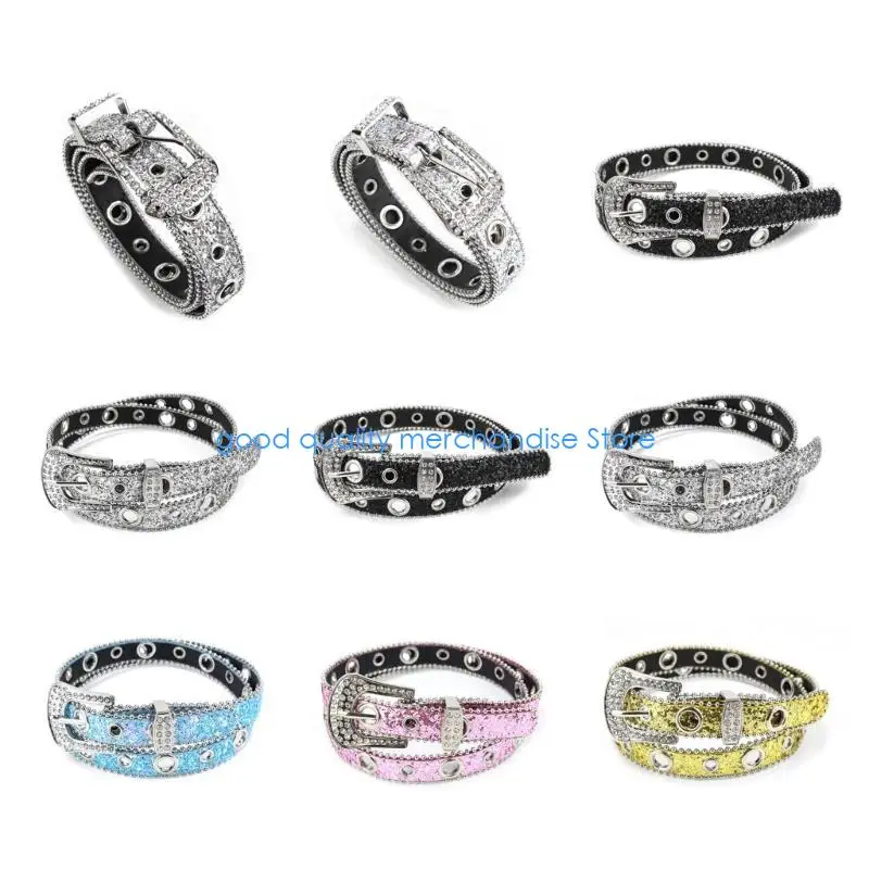 

Y5JD Ремень со стразами и пряжкой для взрослых, ремень с блестками для джинсов, ковбойский ремень для девочек-ковбоев