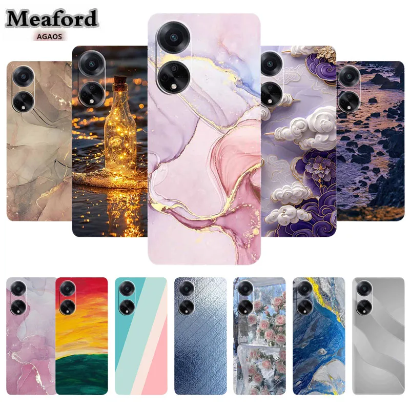 Carcasa suave de mármol para Oppo A78 Oppo A18, Funda de silicona TPU para teléfono Oppo A38 A58, Funda con borde transparente, Funda A58X A98 5G