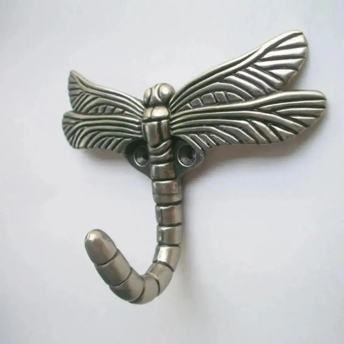 Ancient Silver Dragonfly Clothes Hooks Decorative Wall Mounted Hook for hanging Bags Keys Bathroom Hallway Retro Coat Hangers