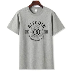 Cotton Bitcoin T-Shirt Ethereum Short Sleeve Success Men's Clothing Casual Simple Black Loose Street Tees Wealth Gift Clothing