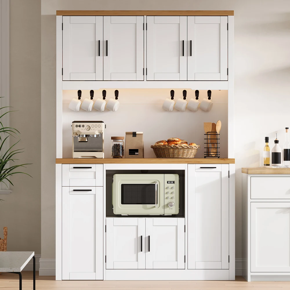 Mobiletto da cucina alto, autoportante, con ripiani a più livelli, dimensioni 120 x 40 x 182 cm, mobiletto espositivo multifunzionale con 3 pratici cassetti e ripiani interni regolabili e