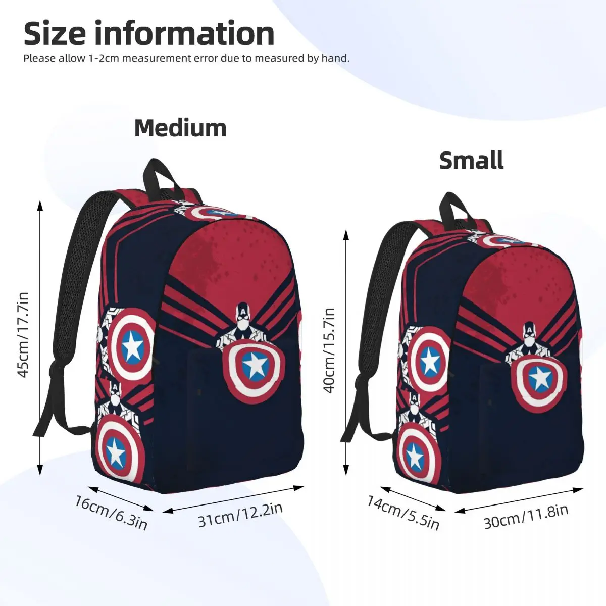 Ransel Logo Captain America Ransel Harian Tas Sekolah Menengah Uniseks Pelajar Desain Ransel Besar