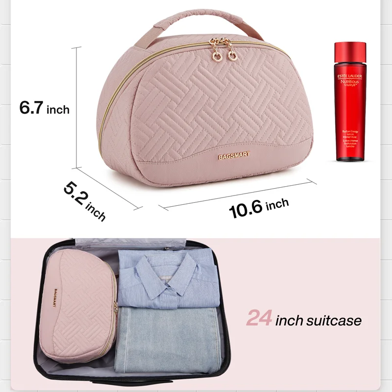 BAGSMART Toiletry Bag for women Waterproof Travel Makeup Bag with Large Opening Comestic Bag T for Toiletries Accessories