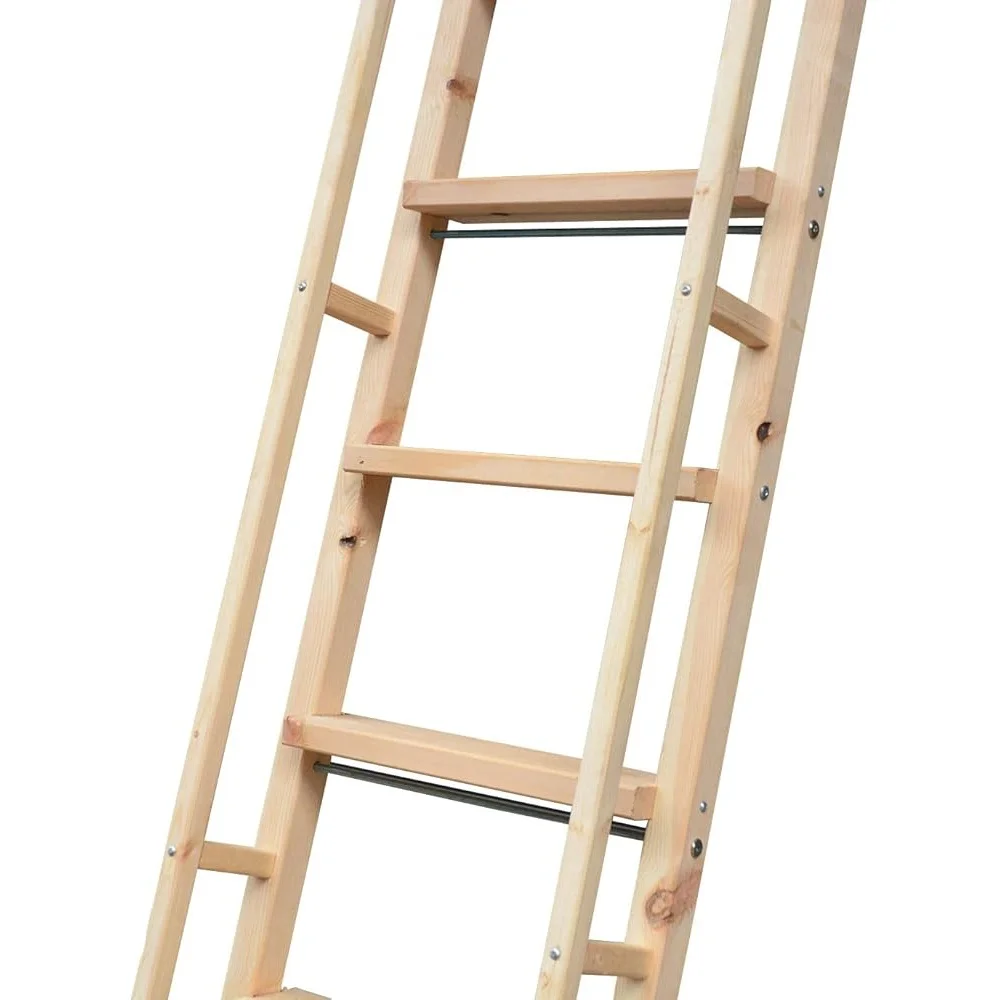 

96 Inch Knotty Pine Wood Ladder Sliding Library Roller Ladder with Glab Handle Fits FD Black Track Library Hardware