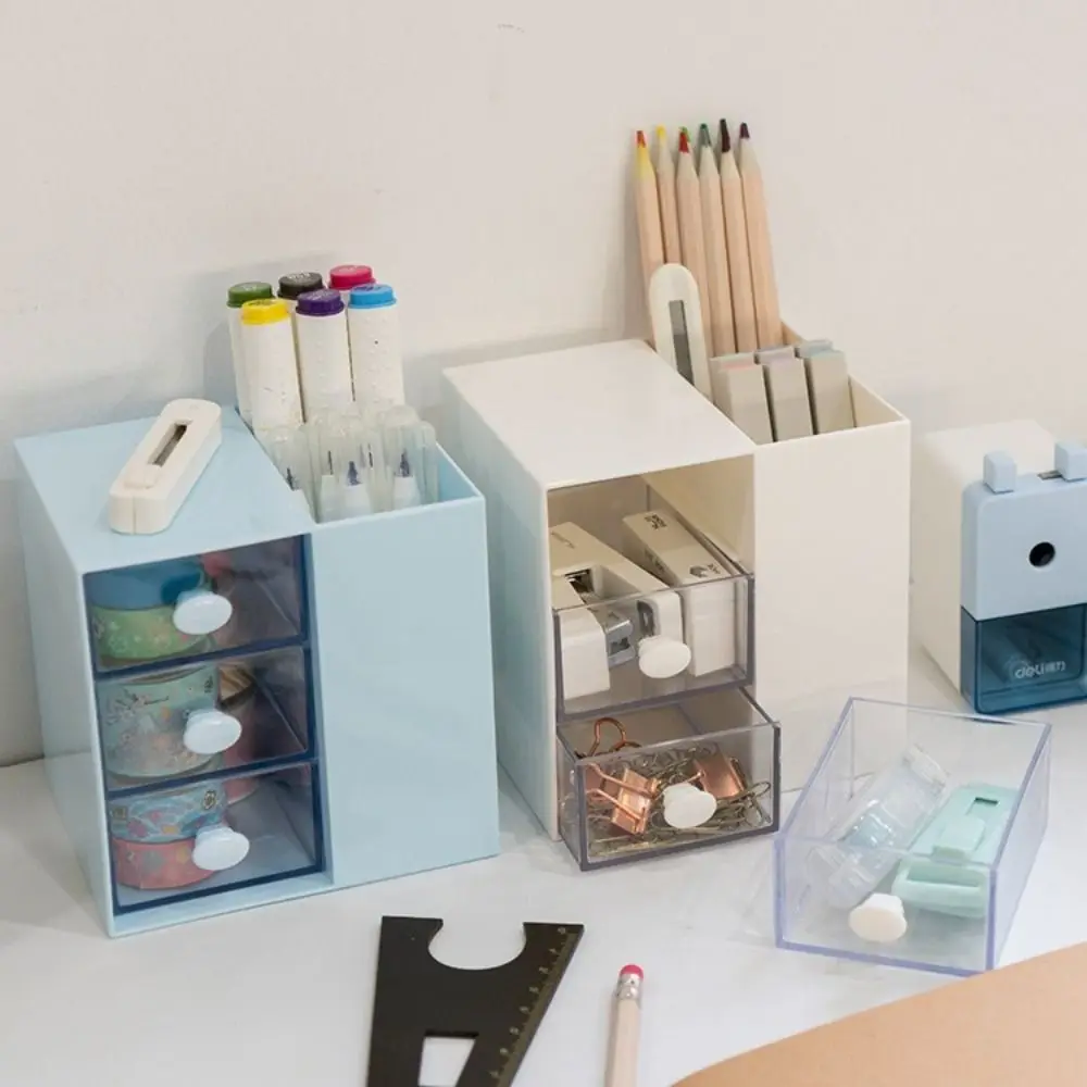 

Clear Drawer Student Stationery Storage Box Multi Functional Stackable Desktop Pen Holder Fashion Plastic Jewelry Organizer Box