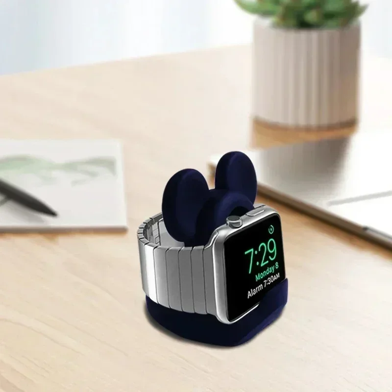 น่ารัก Charger Stand Minnie Desktop สําหรับ Apple Watch 9 8 7 6 5 4 iWatch 3 2 1 SE การ์ตูนซิลิโคนฐานชาร์จ