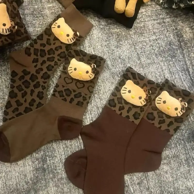 

Студенческие носки с героями мультфильмов «Hello Kitty», Sanrio Princess Kawaii, модные повседневные носки на четыре сезона, дышащие, универсальные, трендовые, 3 шт., новинка