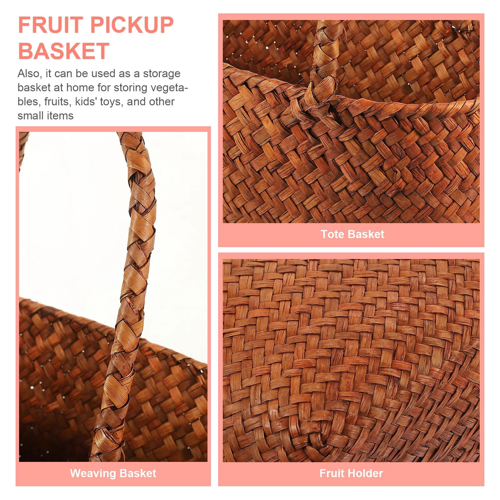 

Natural Straw Woven Picnic Basket Handmade Portable Basket for Food Flower Vegetable Storage Outdoor Gathering Party Gift Use