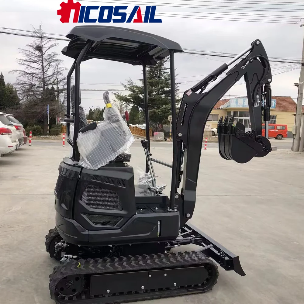 

Nicosail 1.8T Small Hydraulic Digger for Farm Hay Field Ditching Garden Landscape Excavating Weed Root Removal Stable Operation