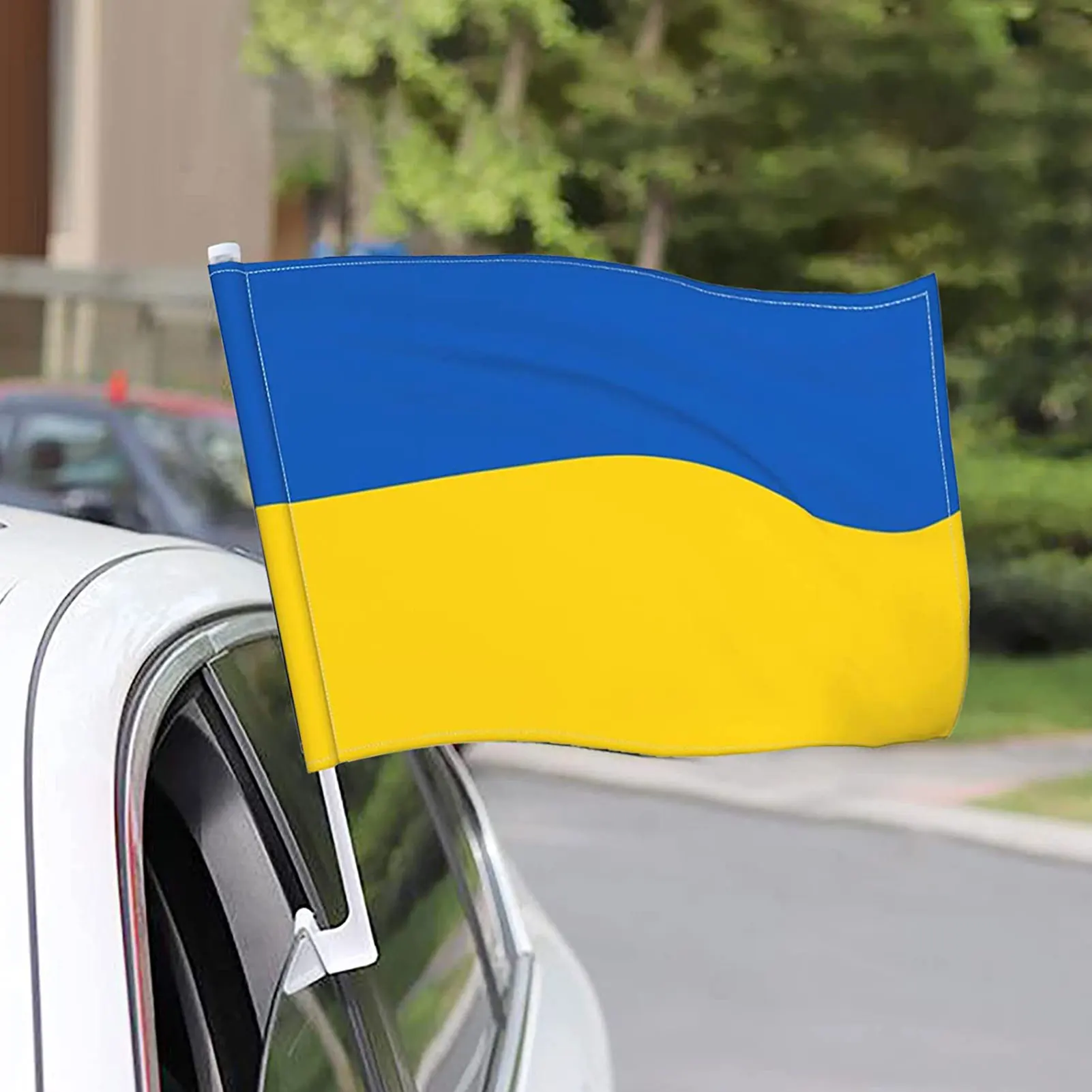 4 Packs Flag of Ukraine Car Flags 12x18 Inch Window Clip Ukrainian Flag Polyester UV Protection Car Decoration Banner Flags